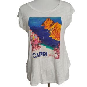 Milly for Design Nation Capri Italia top cap sleeve graphic tee XS